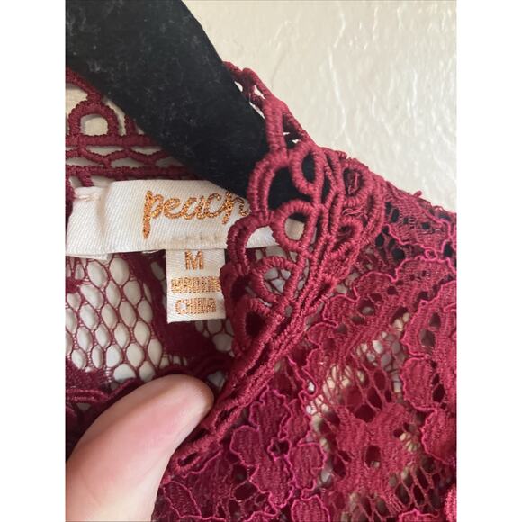 Fairy Women's Whimsy Sheer Lace Romantic Size Medium Blouse Red NWT Zip-Up Back - Picture 16 of 16